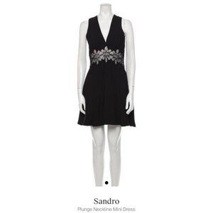 Sandro Plunge Neckline Mini Dress